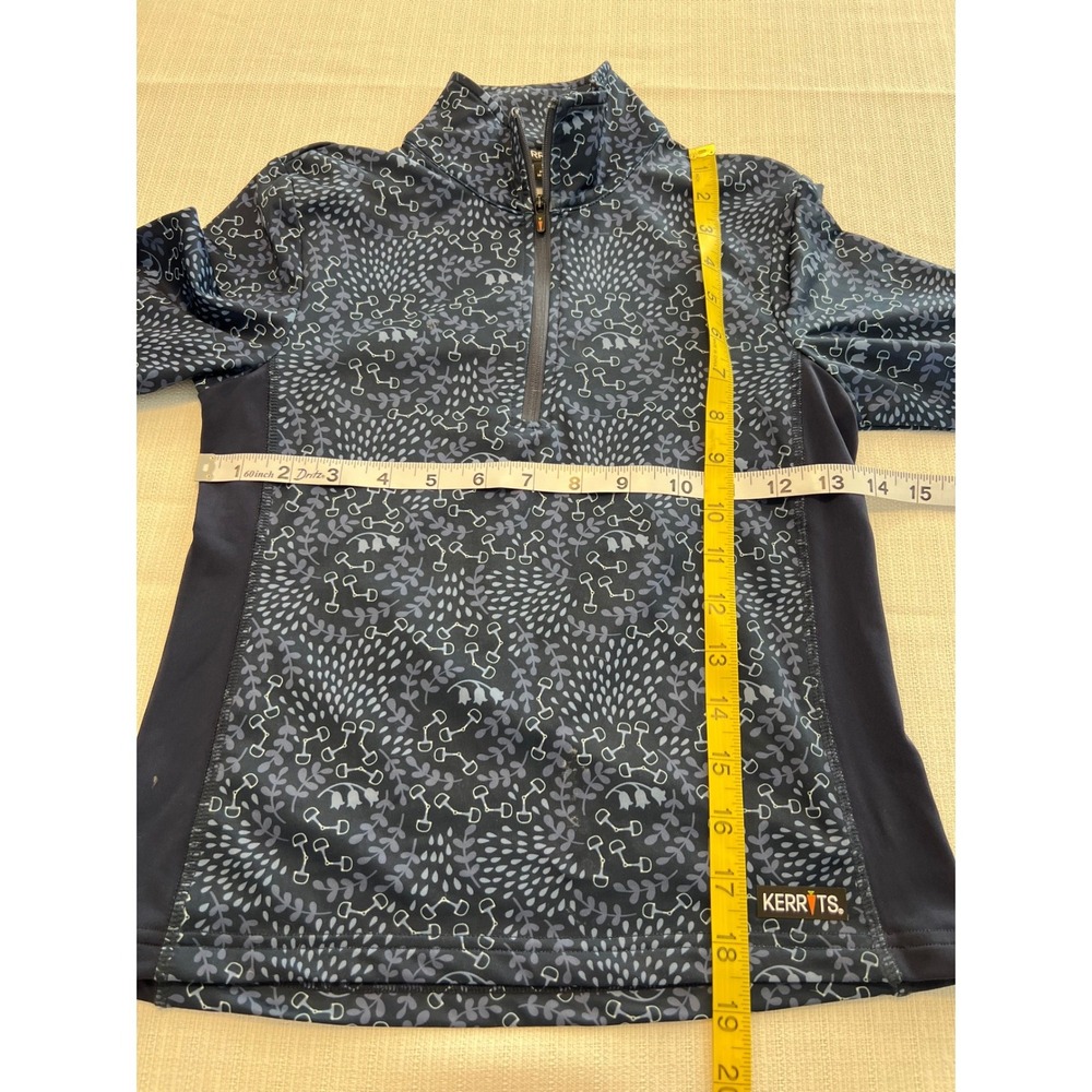 Kerrits Girls Blue Horse Bit Print Quarter Zip Equestrian Base Layer Top Small - Picture 3 of 8